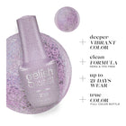 Deeper Vibrant Color, clean formula, up to 21 days wear, true color