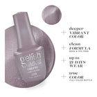 Deeper Vibrant Color, clean formula, up to 21 days wear, true color