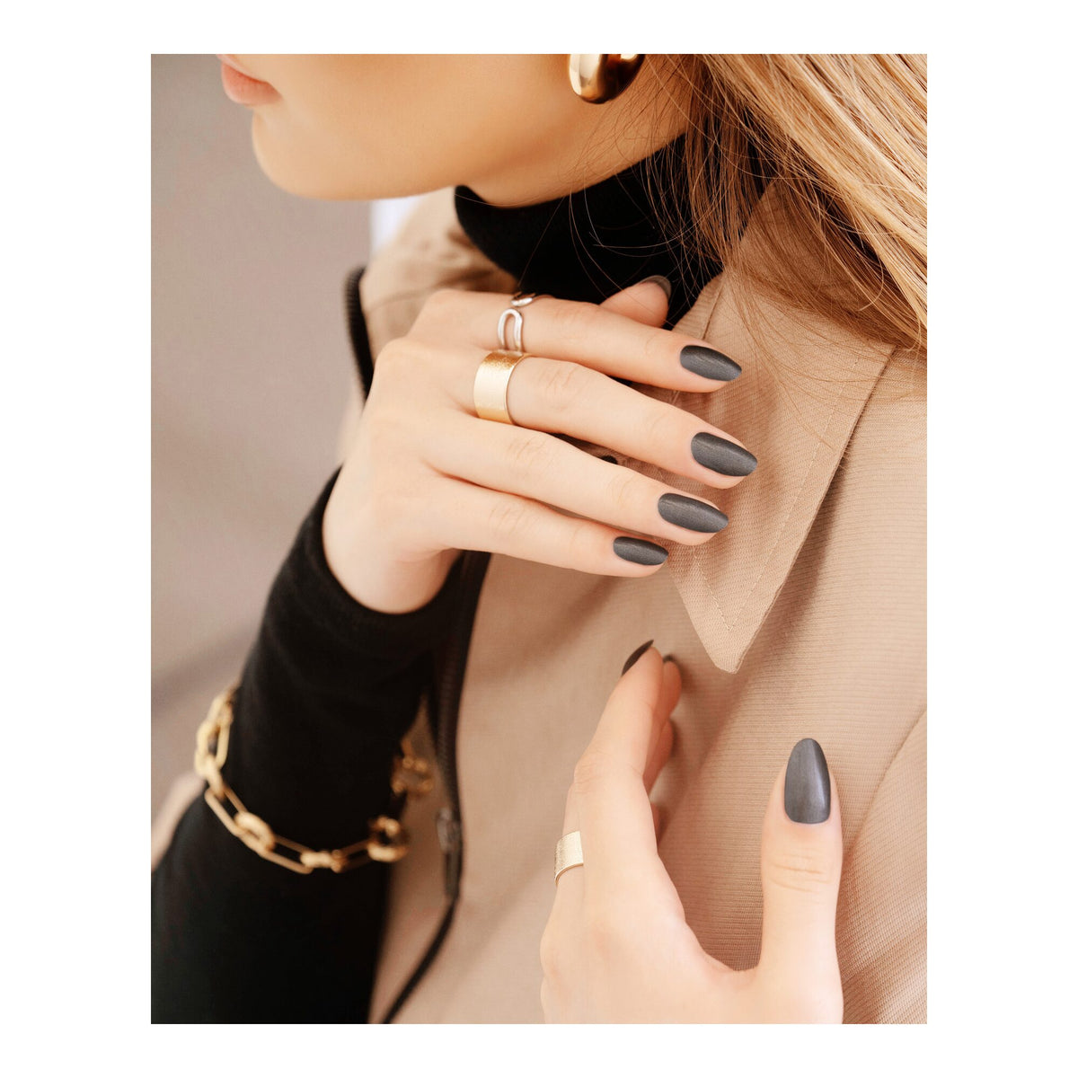 Morgan Taylor Midnight Caller Nail Lacquer, 0.5 oz. DARK GRAY METALLIC