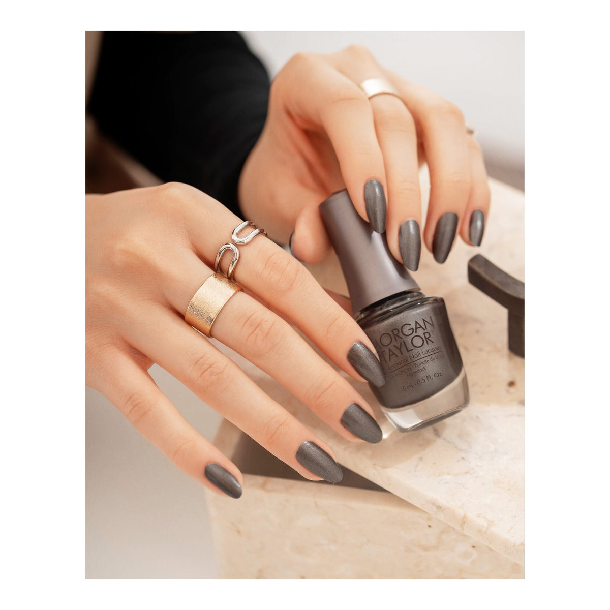 Morgan Taylor Midnight Caller Nail Lacquer, 0.5 oz. DARK GRAY METALLIC